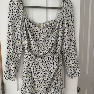 Reformation Blue Floral Long Sleeve Wrap Women's Dress